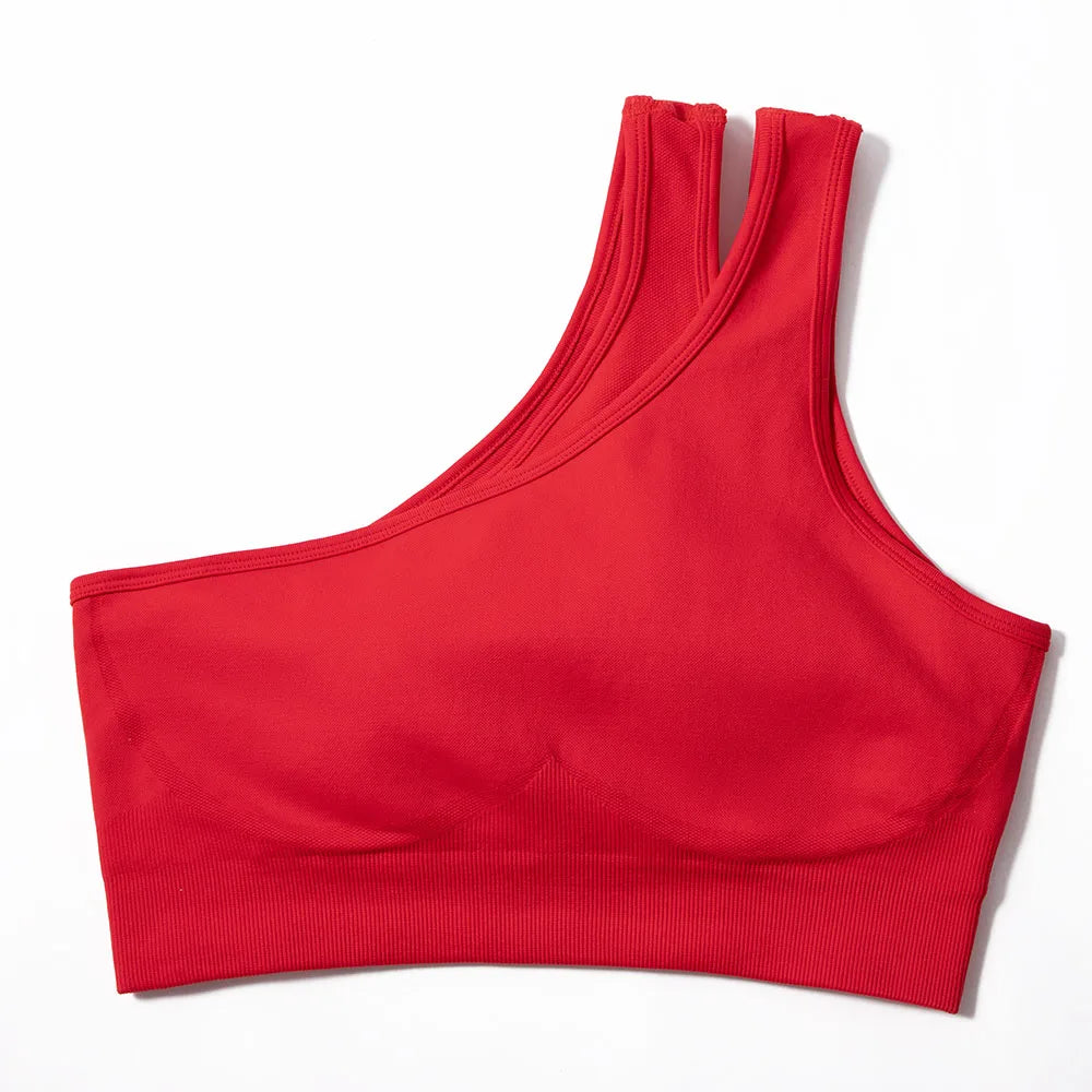 Conjuntos de Yoga de un hombro para mujer, ropa deportiva para gimnasio, mallas de cintura alta, trajes de gimnasio para entrenamiento, ropa deportiva para Fitness, trajes de Yoga