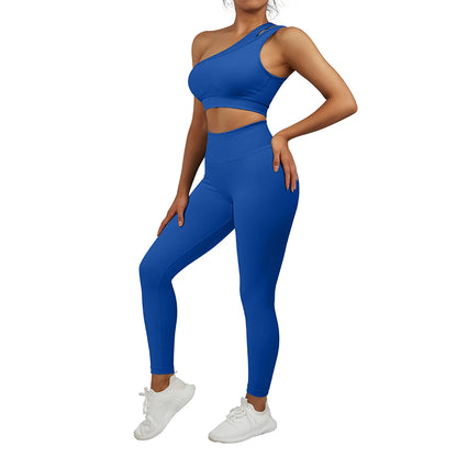 Conjuntos de Yoga de un hombro para mujer, ropa deportiva para gimnasio, mallas de cintura alta, trajes de gimnasio para entrenamiento, ropa deportiva para Fitness, trajes de Yoga