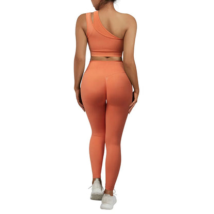 Conjuntos de Yoga de un hombro para mujer, ropa deportiva para gimnasio, mallas de cintura alta, trajes de gimnasio para entrenamiento, ropa deportiva para Fitness, trajes de Yoga