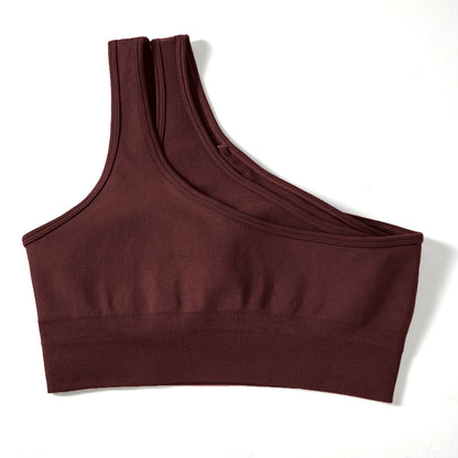 Conjuntos de Yoga de un hombro para mujer, ropa deportiva para gimnasio, mallas de cintura alta, trajes de gimnasio para entrenamiento, ropa deportiva para Fitness, trajes de Yoga