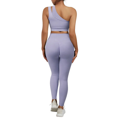 Conjuntos de Yoga de un hombro para mujer, ropa deportiva para gimnasio, mallas de cintura alta, trajes de gimnasio para entrenamiento, ropa deportiva para Fitness, trajes de Yoga