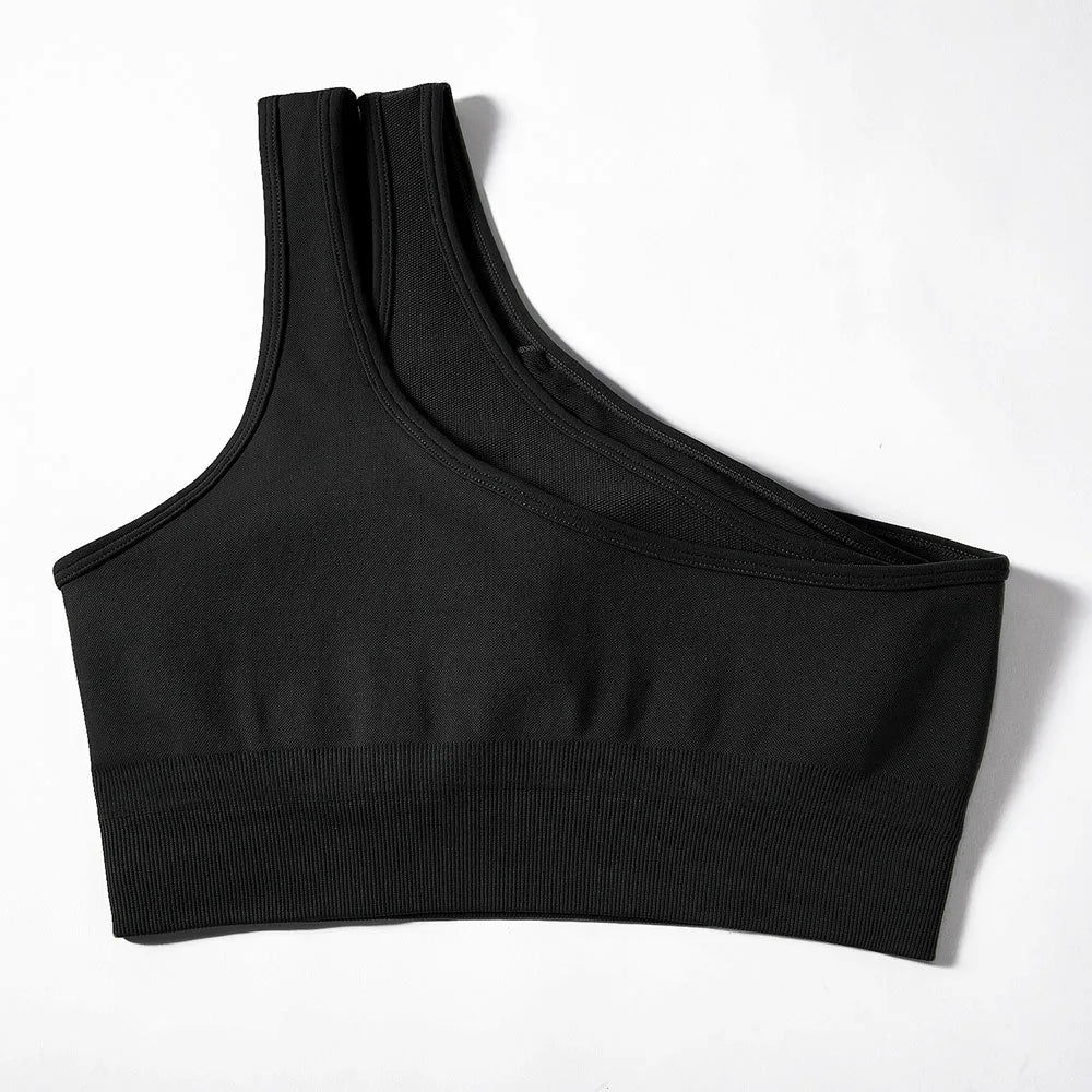 Conjuntos de Yoga de un hombro para mujer, ropa deportiva para gimnasio, mallas de cintura alta, trajes de gimnasio para entrenamiento, ropa deportiva para Fitness, trajes de Yoga