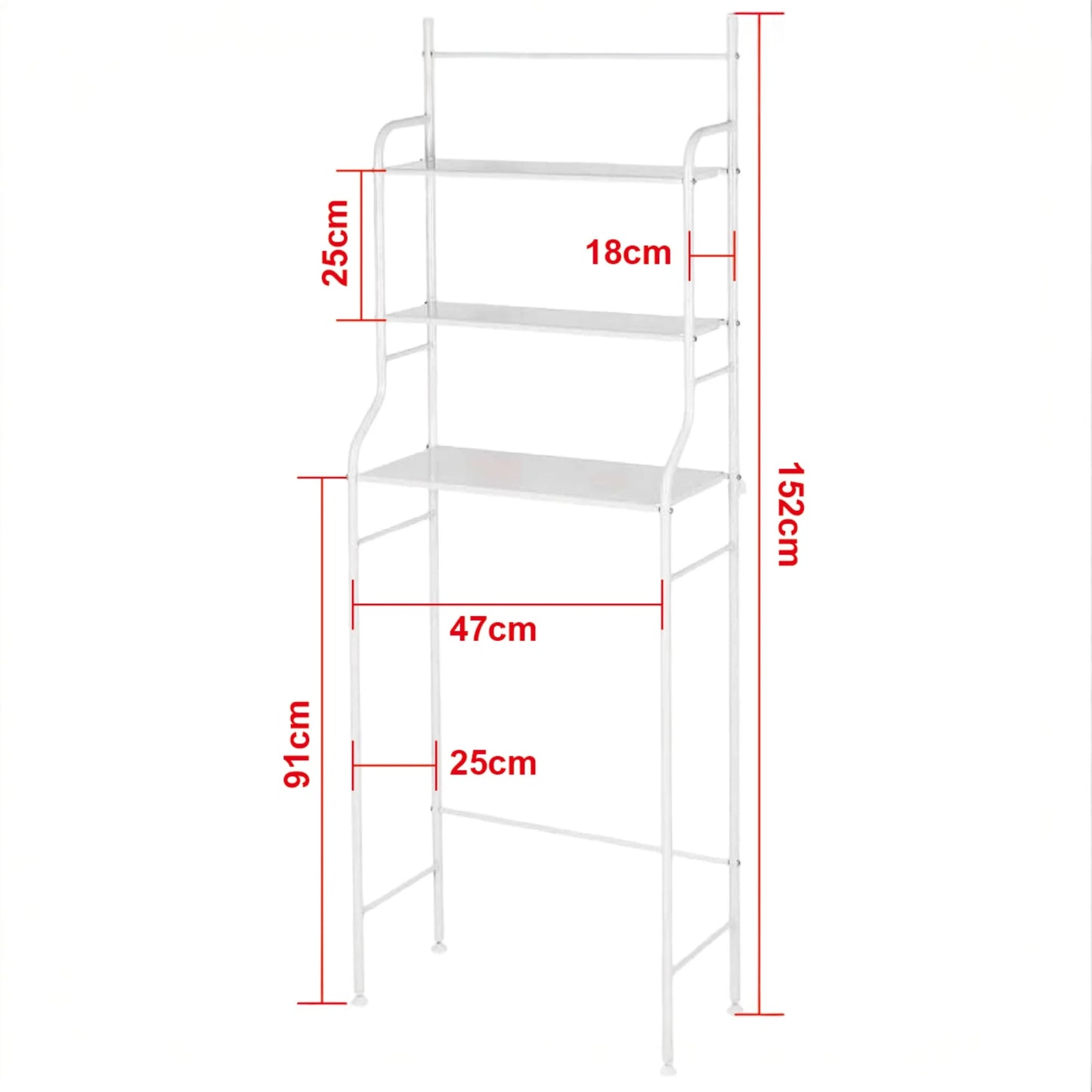 Estantería de Baño sobre Inodoro Blanco Ahorra Espacio con 3 Baldas Estante Almacenamiento Impermeable Patas Ajustables en Altura MIKOMIKA ESTANTERIA LAVADORA WC(LAVA-002 1690 )