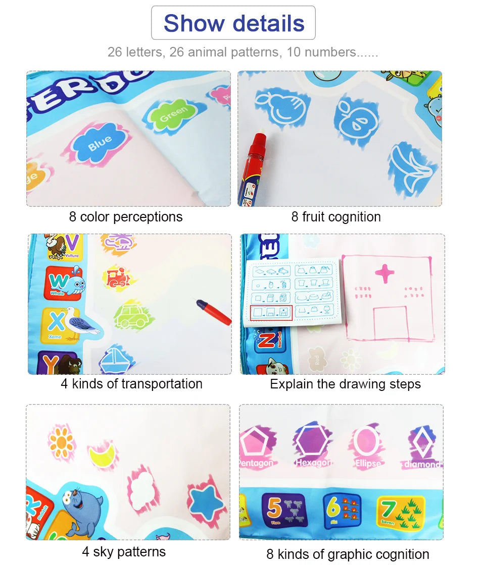 Coolplay-alfombrilla mágica para dibujar con agua, tapete para colorear con bolígrafos mágicos, juguetes Montessori, tablero de pintura, juguetes educativos para niños