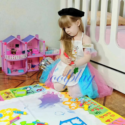 Coolplay-alfombrilla mágica para dibujar con agua, tapete para colorear con bolígrafos mágicos, juguetes Montessori, tablero de pintura, juguetes educativos para niños