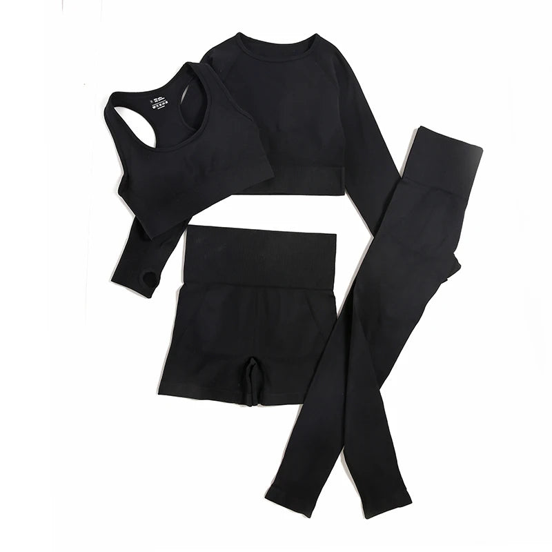 WAREBALL 2/3/4 Uds conjunto de Yoga sin costuras ropa de gimnasio ropa deportiva trajes de Yoga para mujeres conjunto de Fitness chándales Sujetador deportivo mallas de gimnasio