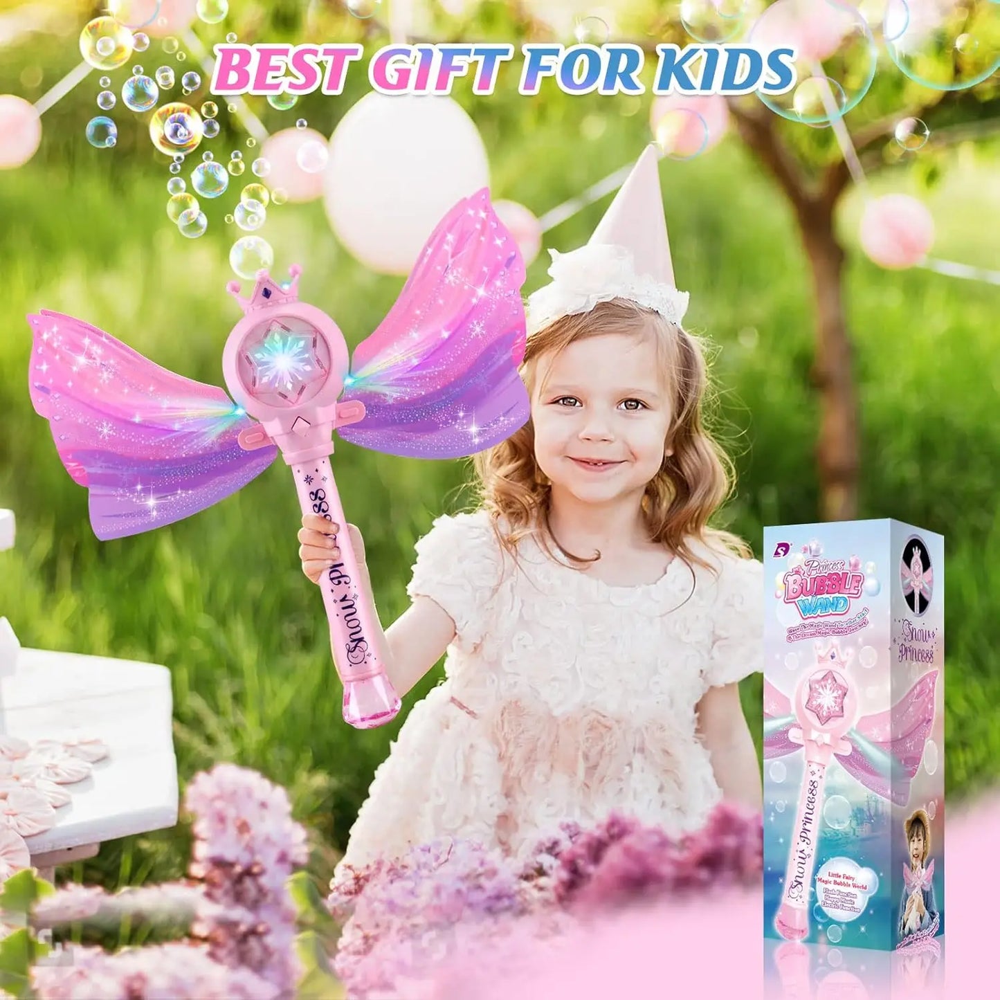 Varita de burbujas para niños pequeños, máquina de burbujas para niñas y niños, varita eléctrica de burbujas de unicornio, soplador de burbujas, juguetes para chicas(o)