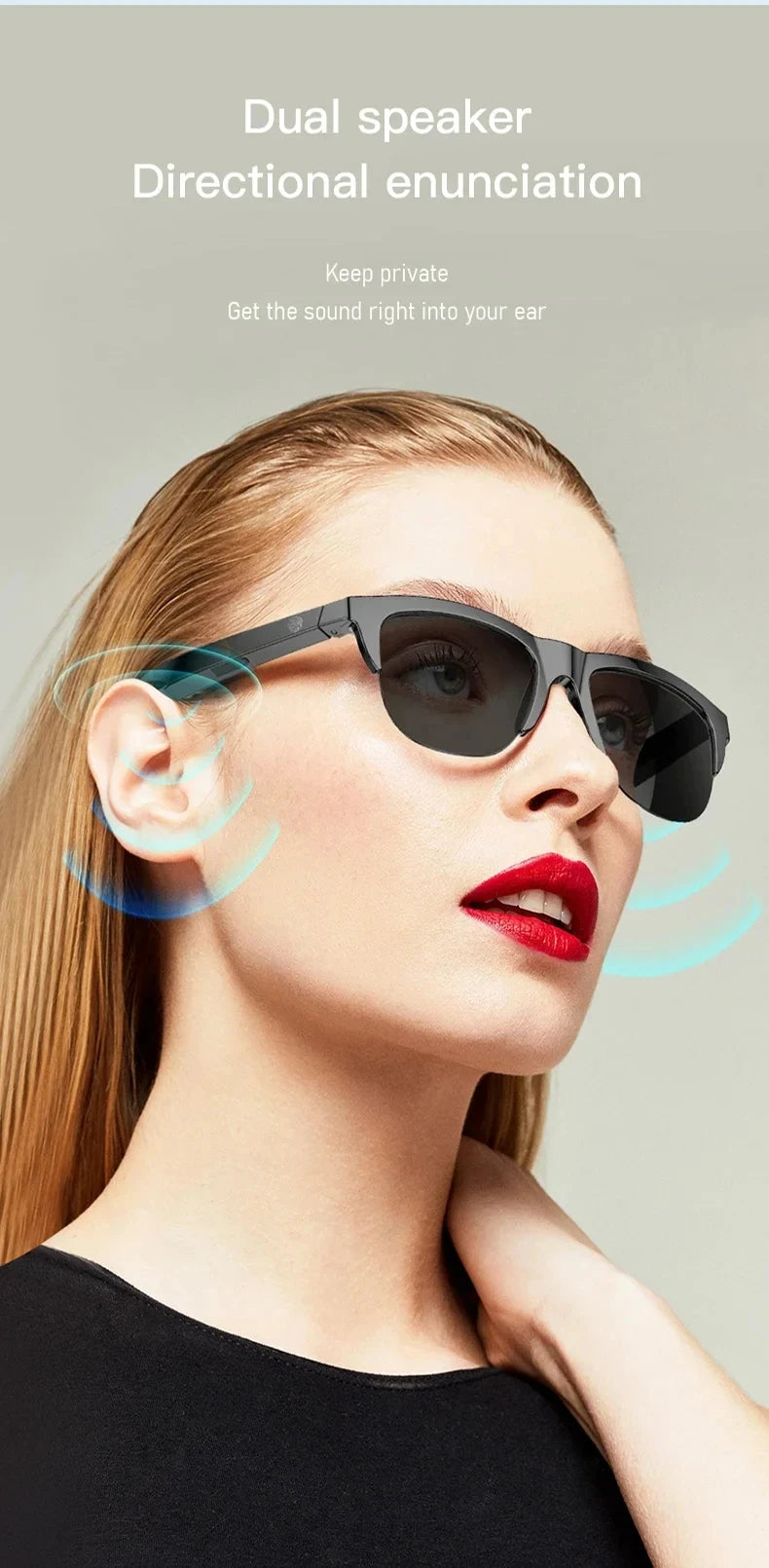 Xiaomi gafas de sol inteligentes gafas Bluetooth llamada deportes al aire libre auriculares HIFI luz azul impermeable Anti-UV para hombres y mujeres