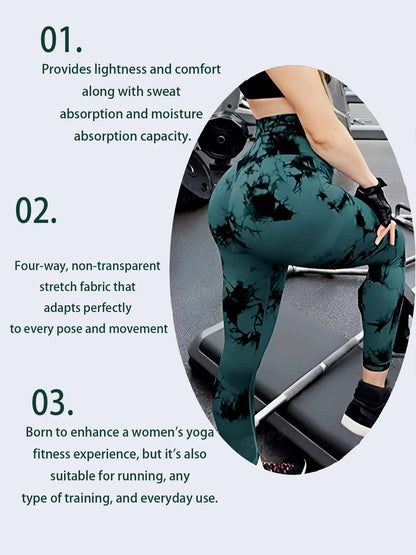 Leggings de entrenamiento sin costuras para mujer, cintura alta, levantamiento de glúteos, deportes al aire libre, Fitness, pantalones de Yoga teñidos anudados