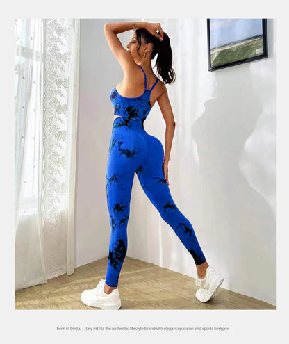 Tie Dye-chándal de Yoga para mujer, conjuntos de Fitness y Yoga, ropa deportiva, sujetador de entrenamiento + Leggings de cintura alta, ropa de gimnasio, trajes deportivos sin costuras