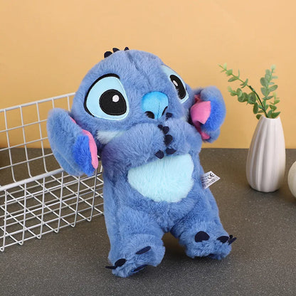 2025 nuevo Lilo & Stitch muñeco de Peluche aliento niño Peluche Kawaii calma juguete Anime bebé música luz juguetes para dormir punto rosa regalos para chico