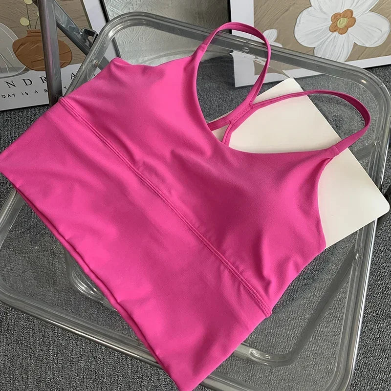 Moda Sexy espalda cruzada pequeña Sling ropa interior de Yoga mujeres transpirable a prueba de golpes gimnasio Fitness correr deporte Crop Tops chaleco atlético