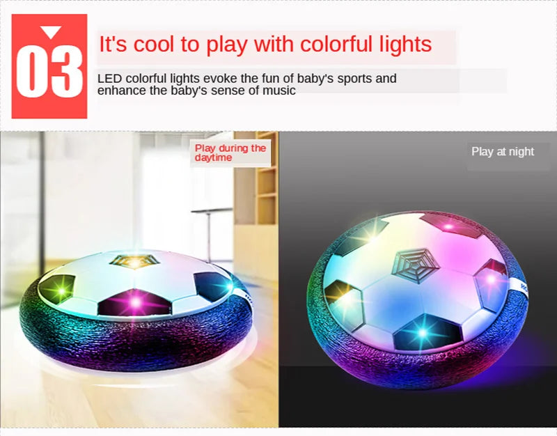 Hover-balón de fútbol flotante eléctrico para niños, pelota de fútbol con luz LED, música, juego al aire libre, juguetes deportivos para niños