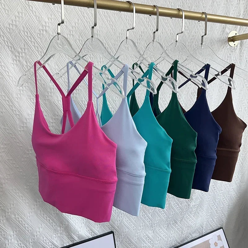 Moda Sexy espalda cruzada pequeña Sling ropa interior de Yoga mujeres transpirable a prueba de golpes gimnasio Fitness correr deporte Crop Tops chaleco atlético