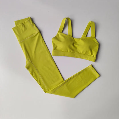 Conjunto de 2 uds de Yoga para mujer, conjunto de traje deportivo, sujetadores deportivos de cintura alta, traje para correr, mallas de secado rápido, traje de Fitness avanzado