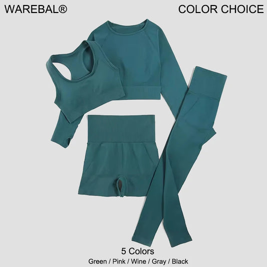 WAREBALL 2/3/4 Uds conjunto de Yoga sin costuras ropa de gimnasio ropa deportiva trajes de Yoga para mujeres conjunto de Fitness chándales Sujetador deportivo mallas de gimnasio