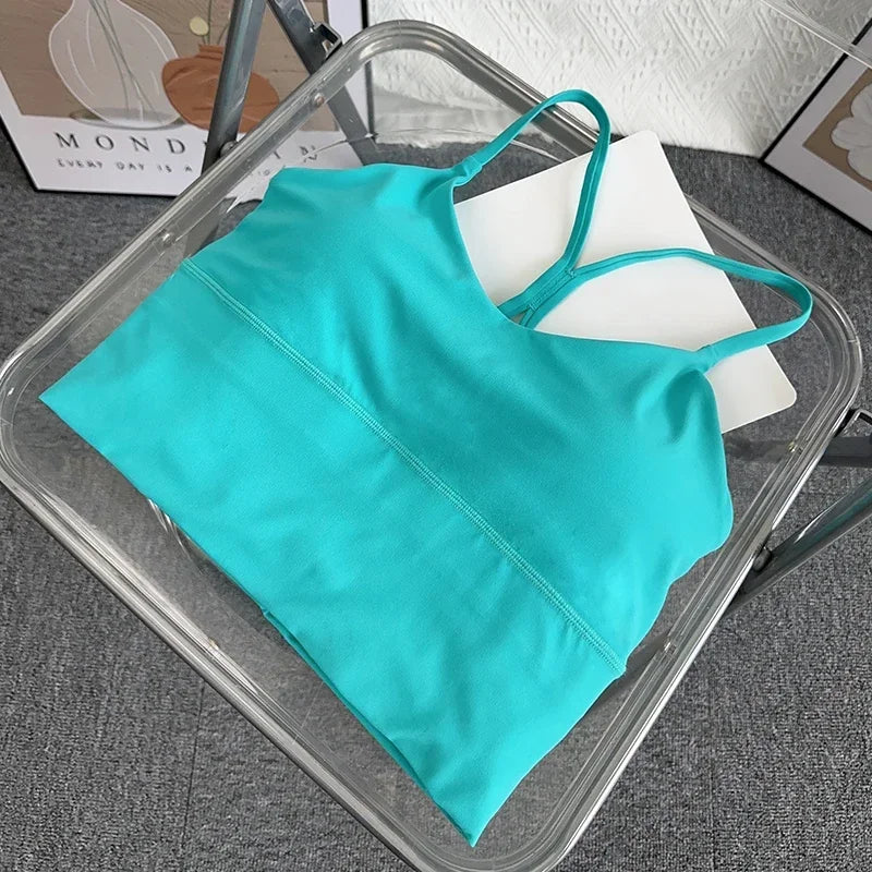 Moda Sexy espalda cruzada pequeña Sling ropa interior de Yoga mujeres transpirable a prueba de golpes gimnasio Fitness correr deporte Crop Tops chaleco atlético