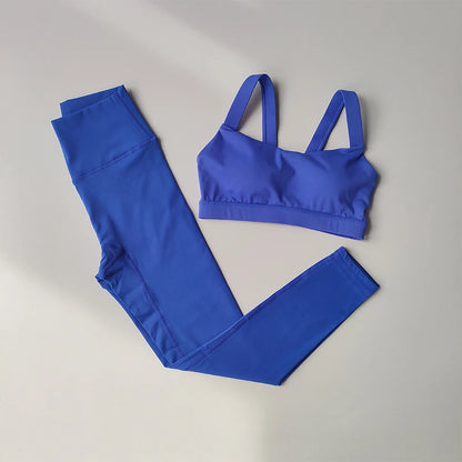 Conjunto de 2 uds de Yoga para mujer, conjunto de traje deportivo, sujetadores deportivos de cintura alta, traje para correr, mallas de secado rápido, traje de Fitness avanzado