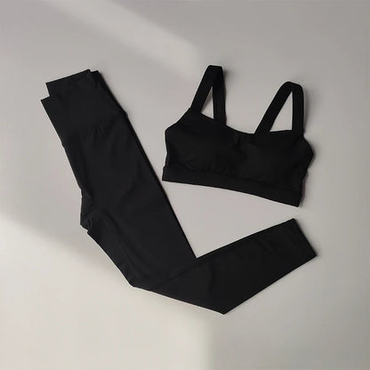 Conjunto de 2 uds de Yoga para mujer, conjunto de traje deportivo, sujetadores deportivos de cintura alta, traje para correr, mallas de secado rápido, traje de Fitness avanzado