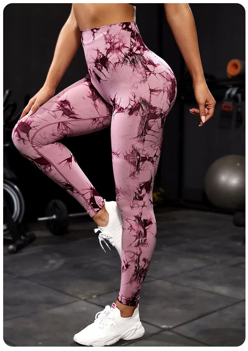 Pantalones de Yoga Tie Dye, mallas deportivas para mujer, mallas Push Up de cintura alta sin costuras para mujer, mallas de entrenamiento para Fitness, ropa de gimnasio 2025 nuevo