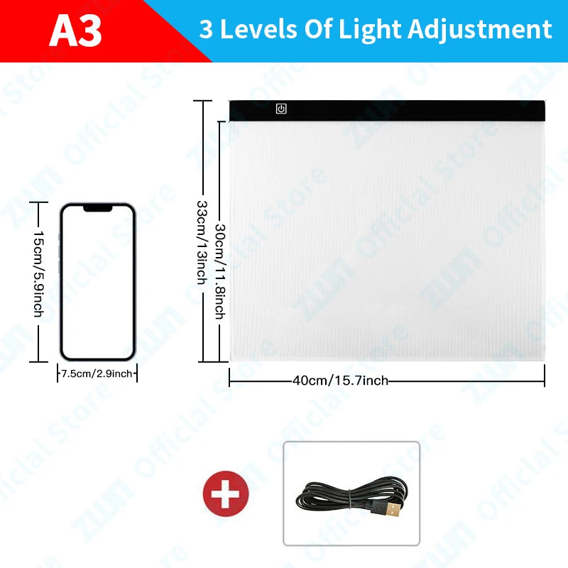 Tablero de copia de dibujo Led de atenuación de 3 niveles para niños, A3, A4, A5, juguete para niños, pintura, crecimiento educativo, regalos creativos para niños