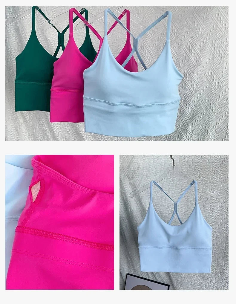 Moda Sexy espalda cruzada pequeña Sling ropa interior de Yoga mujeres transpirable a prueba de golpes gimnasio Fitness correr deporte Crop Tops chaleco atlético