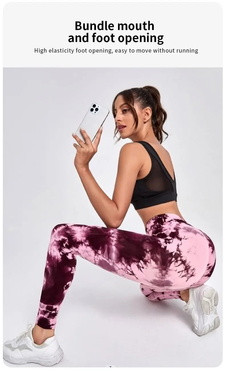 Pantalones de Yoga Tie Dye, mallas deportivas para mujer, mallas Push Up de cintura alta sin costuras para mujer, mallas de entrenamiento para Fitness, ropa de gimnasio 2025 nuevo