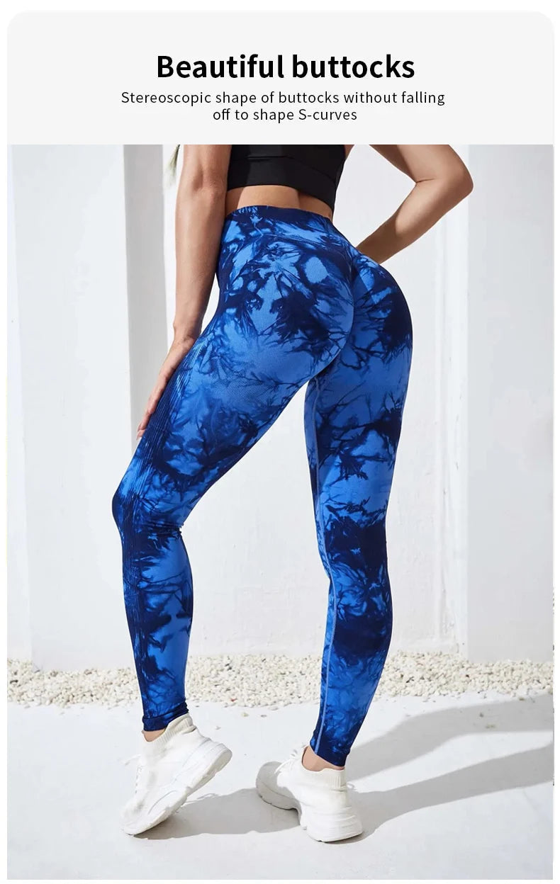 Pantalones de Yoga Tie Dye, mallas deportivas para mujer, mallas Push Up de cintura alta sin costuras para mujer, mallas de entrenamiento para Fitness, ropa de gimnasio 2025 nuevo