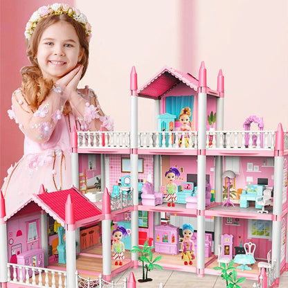 3D DIY sueño princesa Castillo Villa montaje casa de muñecas conjunto juguete niña familia juguete niños música casa de muñecas montaje Villa casa