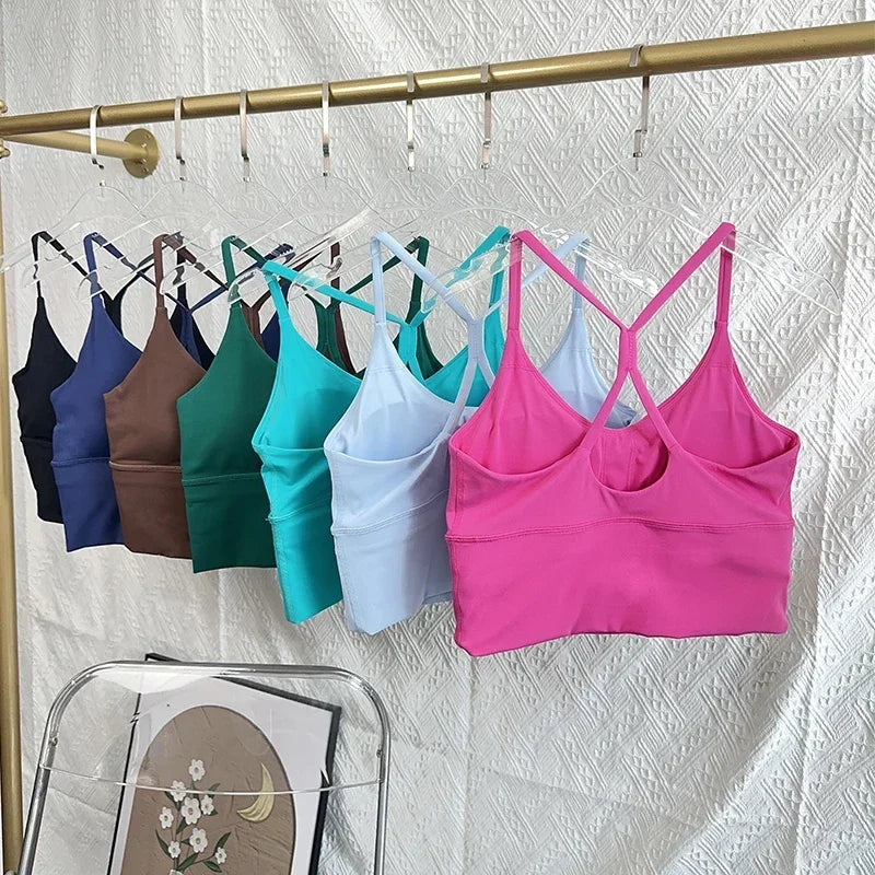 Moda Sexy espalda cruzada pequeña Sling ropa interior de Yoga mujeres transpirable a prueba de golpes gimnasio Fitness correr deporte Crop Tops chaleco atlético