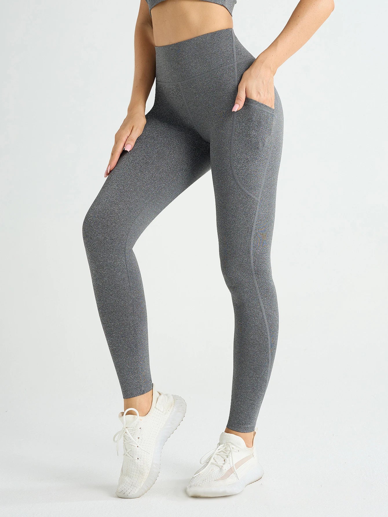 Nuevas mallas de cintura alta para mujer, pantalones elásticos de Yoga, medias con bolsillos, Push Up, ropa deportiva para correr, pantalones de Color sólido