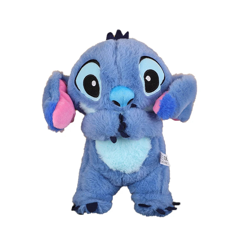 2025 nuevo Lilo & Stitch muñeco de Peluche aliento niño Peluche Kawaii calma juguete Anime bebé música luz juguetes para dormir punto rosa regalos para chico