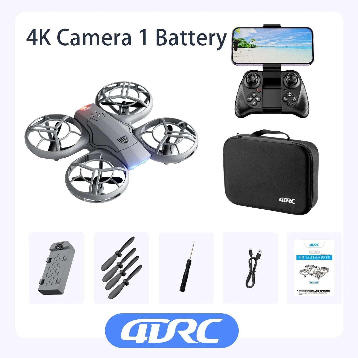 V8 nuevo Mini Drone 4k profesión HD 1080P cámara gran angular WiFi FPV RC Dron altura mantener Drones helicóptero niños juguetes 4DRC