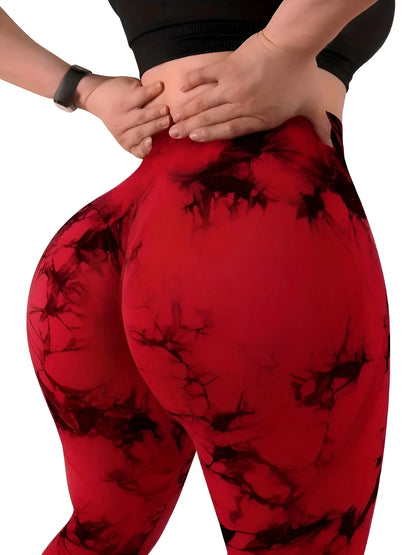 Leggings de entrenamiento sin costuras para mujer, cintura alta, levantamiento de glúteos, deportes al aire libre, Fitness, pantalones de Yoga teñidos anudados