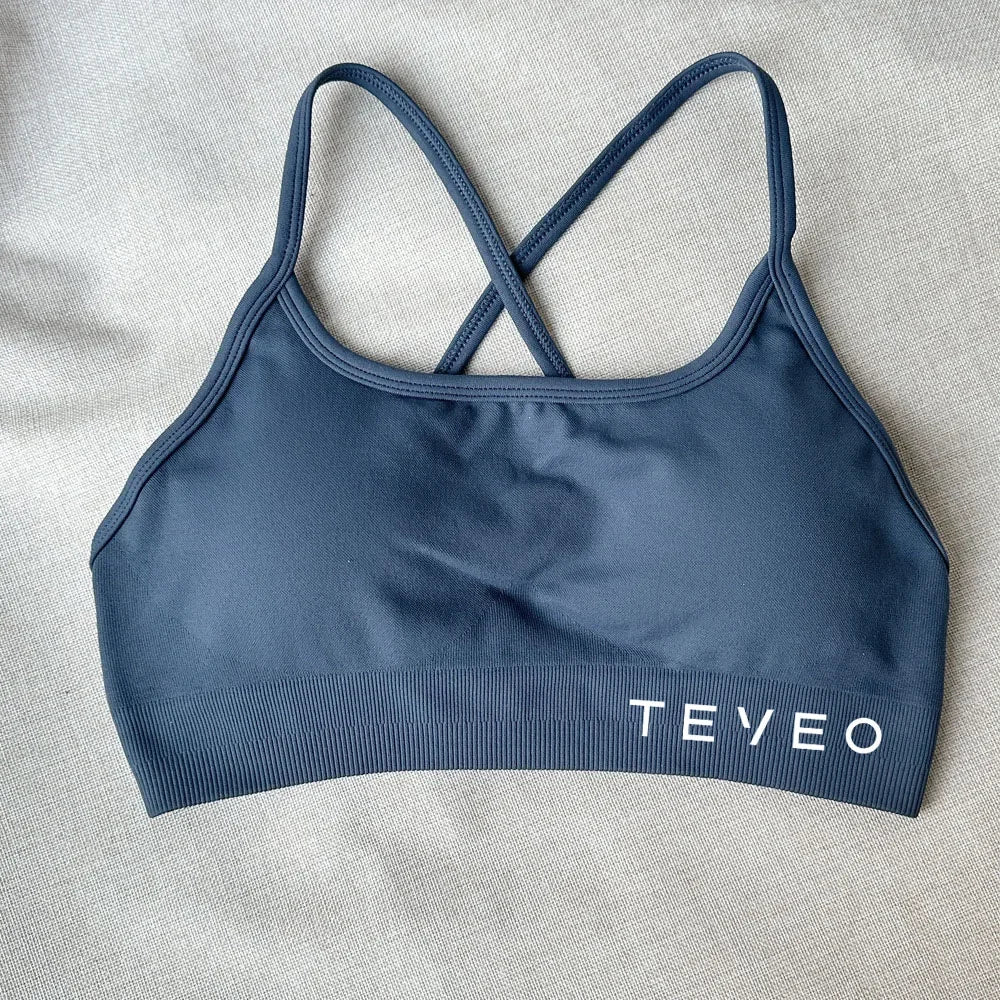 TEVEO-Sujetador deportivo de alta elasticidad a prueba de golpes, ropa interior de Yoga sin costuras, belleza cruzada, mate, sin espalda, ropa interior a prueba de golpes, novedad de 2025