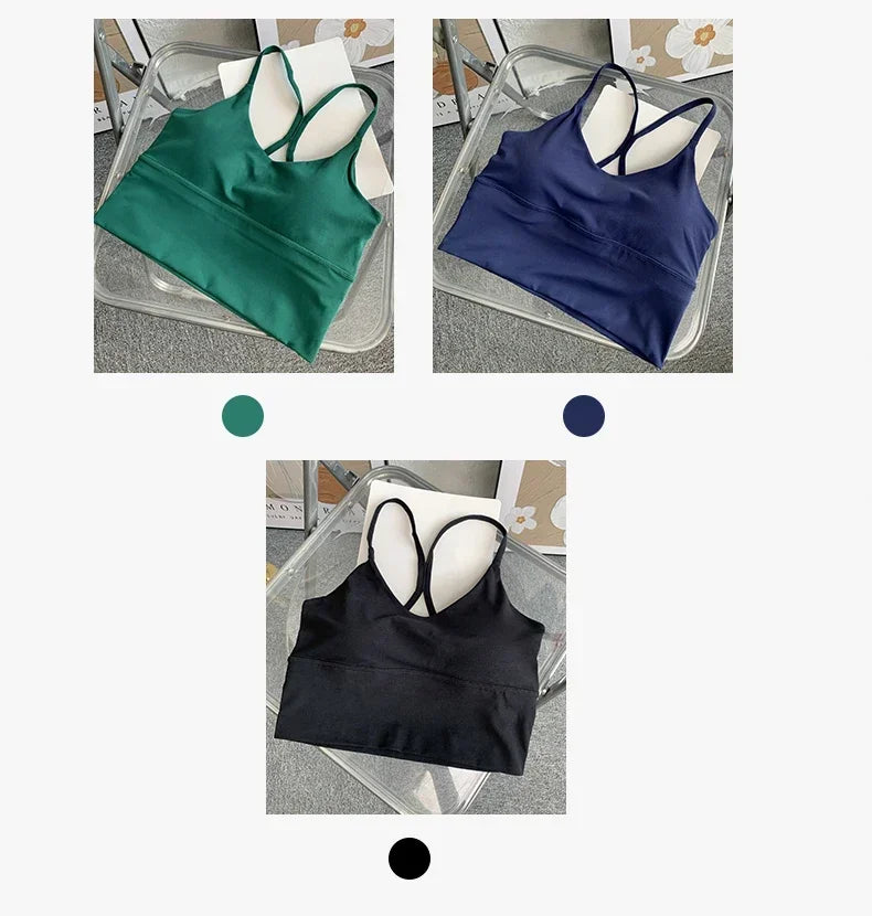 Moda Sexy espalda cruzada pequeña Sling ropa interior de Yoga mujeres transpirable a prueba de golpes gimnasio Fitness correr deporte Crop Tops chaleco atlético