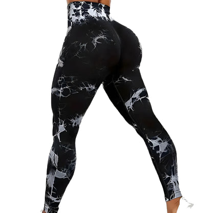 Leggings de entrenamiento sin costuras para mujer, cintura alta, levantamiento de glúteos, deportes al aire libre, Fitness, pantalones de Yoga teñidos anudados