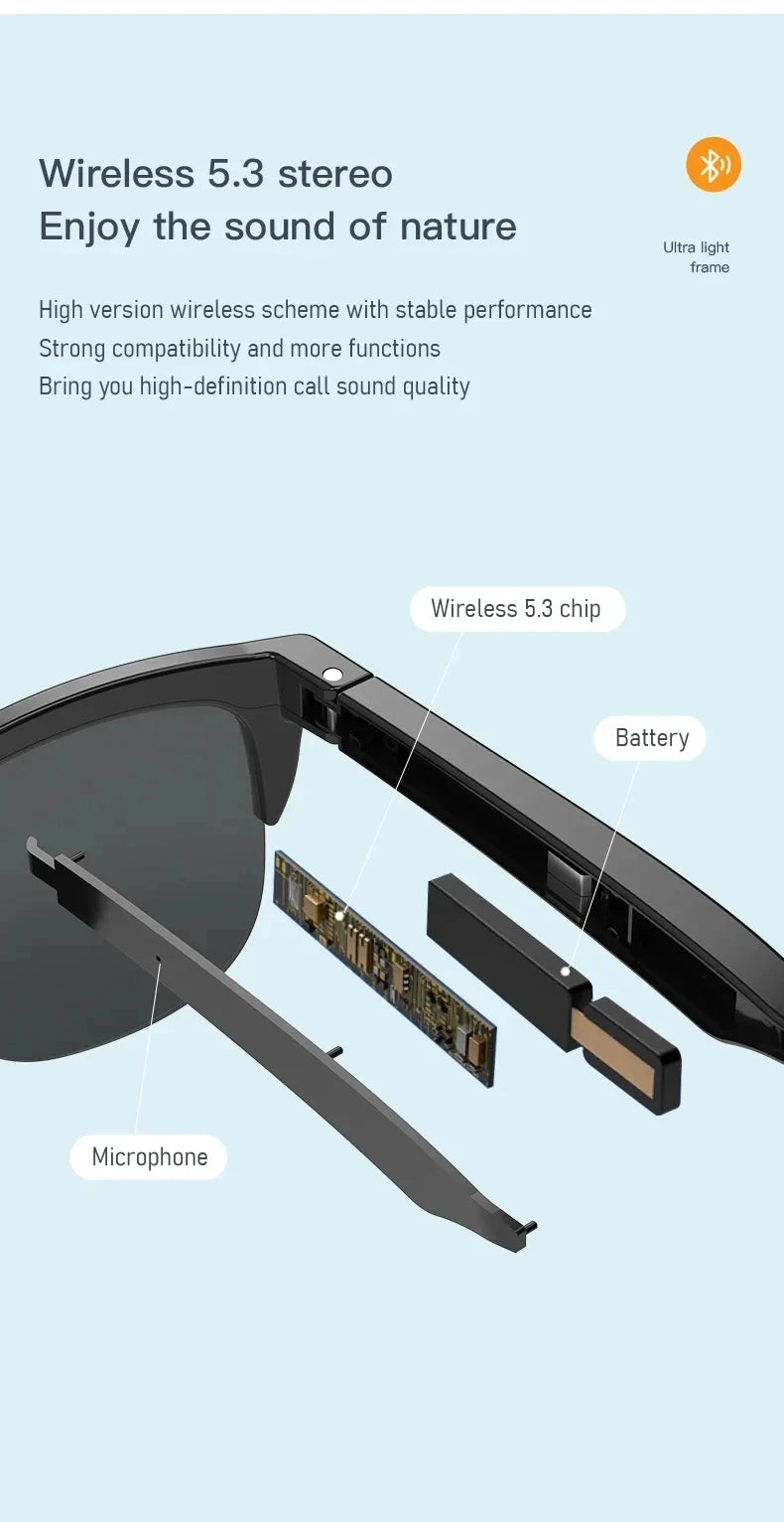 Xiaomi gafas de sol inteligentes gafas Bluetooth llamada deportes al aire libre auriculares HIFI luz azul impermeable Anti-UV para hombres y mujeres