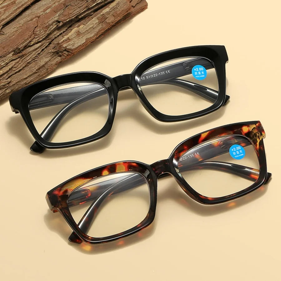 Gafas de lectura para hombre y mujer, lentes de presbicia con marco grande, antiluz azul, informales, a la moda, nuevas 2025