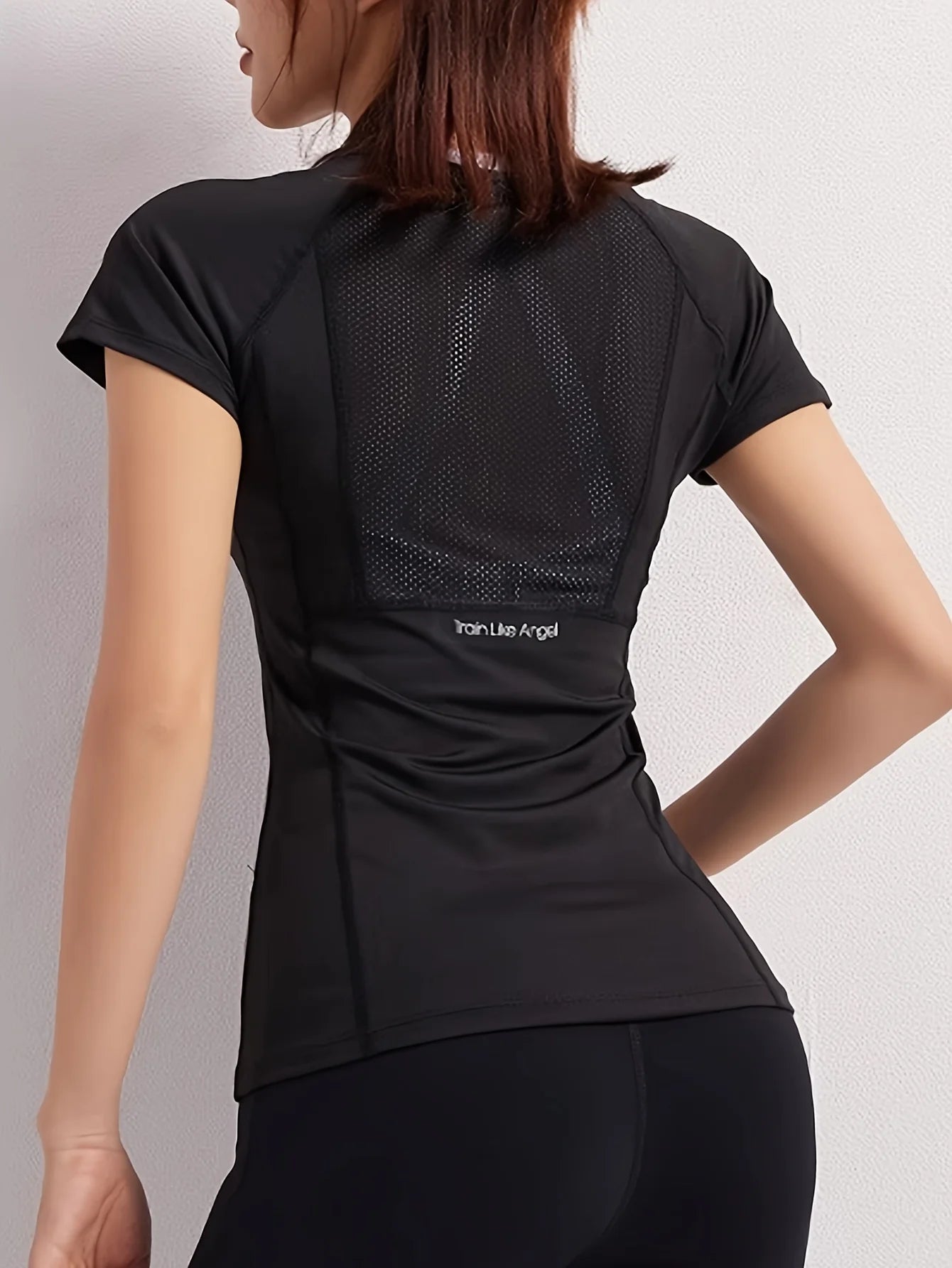 Camiseta deportiva para mujer, transpirable, sexy, belleza en la espalda, ropa de fitness, pantalón corto de entrenamiento para correr de secado rápido, top de manga para yoga