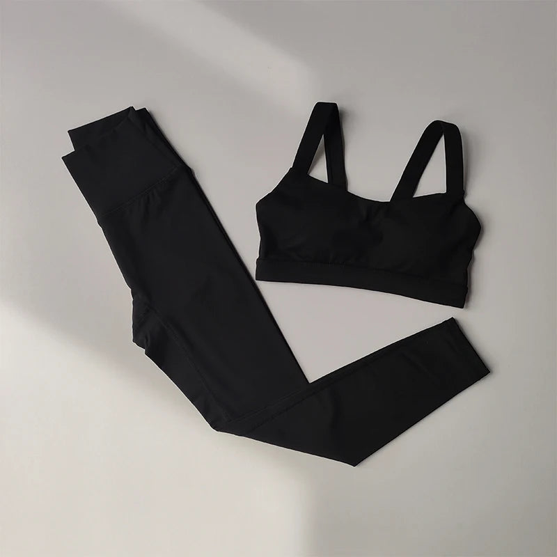 Conjunto de 2 uds de Yoga para mujer, conjunto de traje deportivo, sujetadores deportivos de cintura alta, traje para correr, mallas de secado rápido, traje de Fitness avanzado