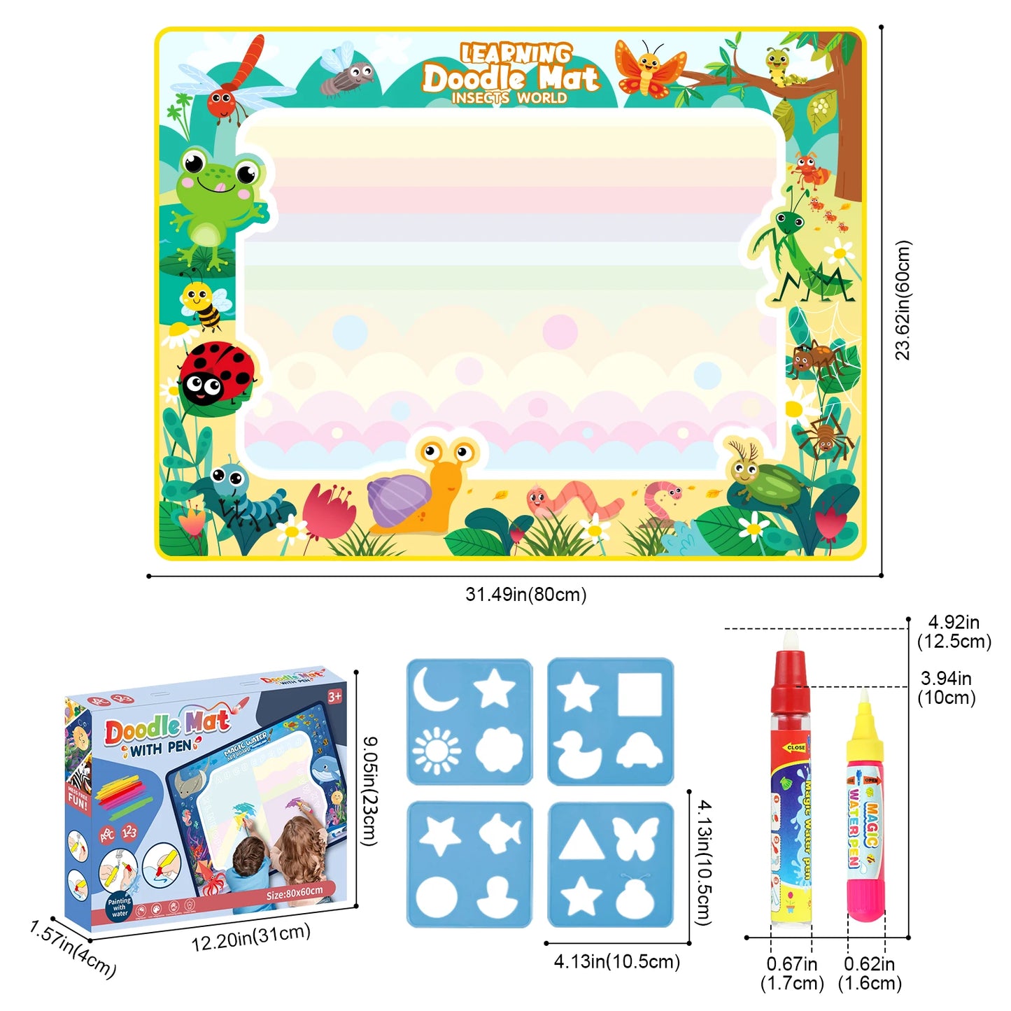 Coolplay-alfombrilla mágica para dibujar con agua, tapete para colorear con bolígrafos mágicos, juguetes Montessori, tablero de pintura, juguetes educativos para niños