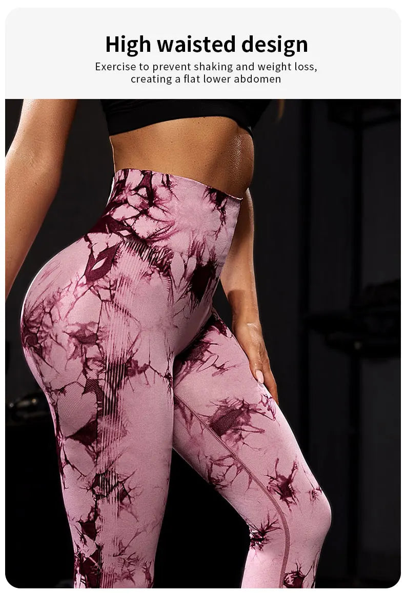 Pantalones de Yoga Tie Dye, mallas deportivas para mujer, mallas Push Up de cintura alta sin costuras para mujer, mallas de entrenamiento para Fitness, ropa de gimnasio 2025 nuevo