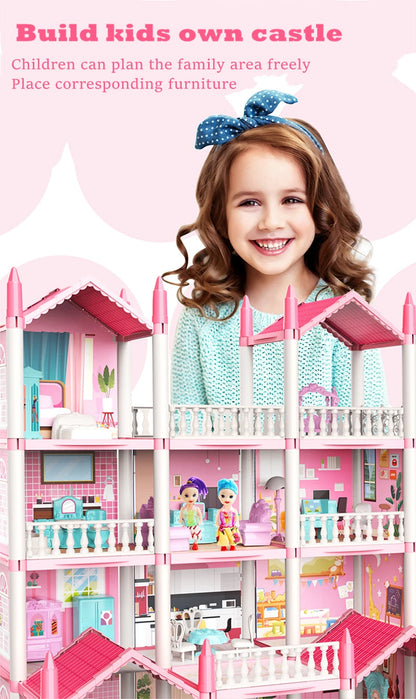 3D DIY sueño princesa Castillo Villa montaje casa de muñecas conjunto juguete niña familia juguete niños música casa de muñecas montaje Villa casa