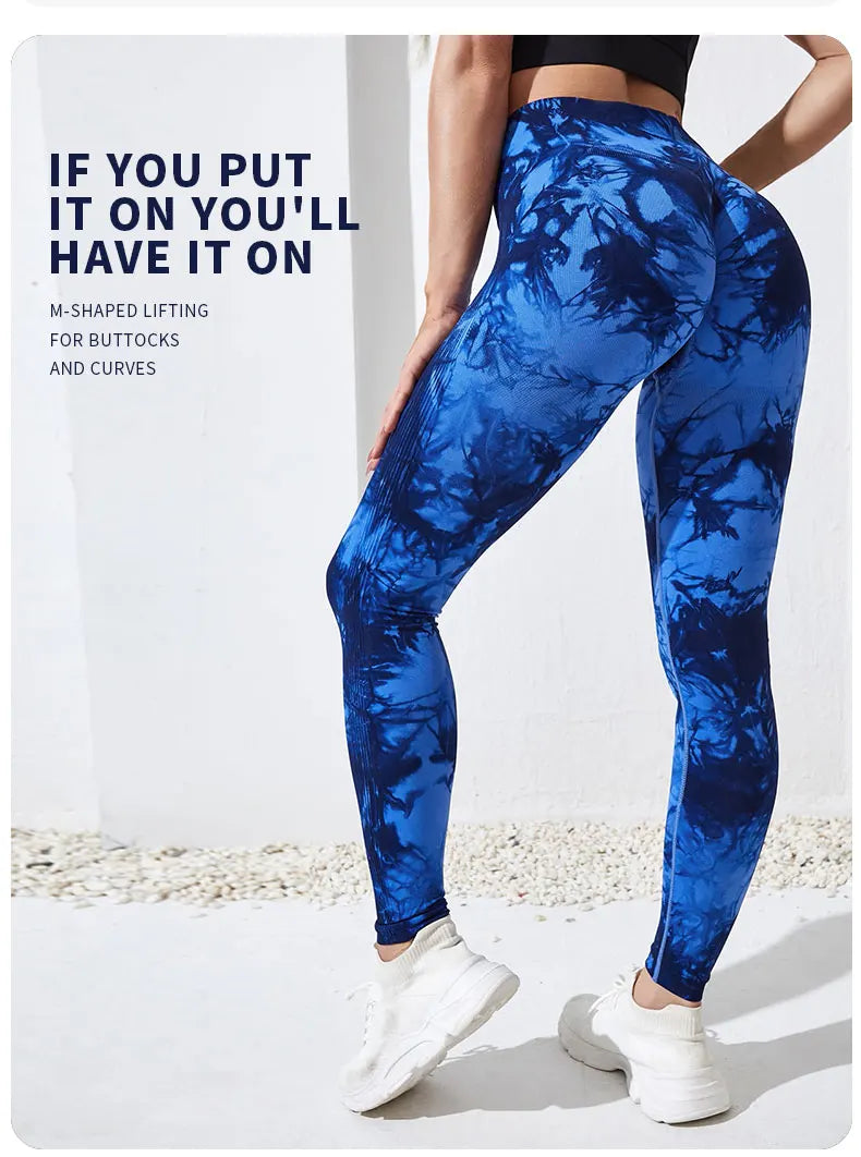 Pantalones de Yoga Tie Dye, mallas deportivas para mujer, mallas Push Up de cintura alta sin costuras para mujer, mallas de entrenamiento para Fitness, ropa de gimnasio 2025 nuevo