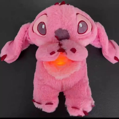 2025 nuevo Lilo & Stitch muñeco de Peluche aliento niño Peluche Kawaii calma juguete Anime bebé música luz juguetes para dormir punto rosa regalos para chico