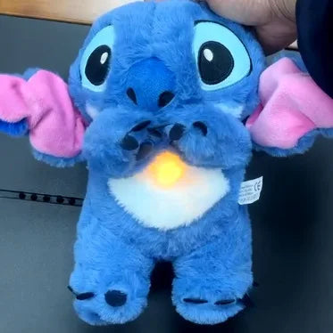 2025 nuevo Lilo & Stitch muñeco de Peluche aliento niño Peluche Kawaii calma juguete Anime bebé música luz juguetes para dormir punto rosa regalos para chico