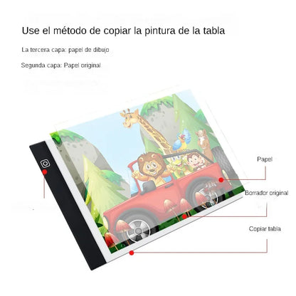 Tablero de copia de dibujo Led de atenuación de 3 niveles para niños, A3, A4, A5, juguete para niños, pintura, crecimiento educativo, regalos creativos para niños