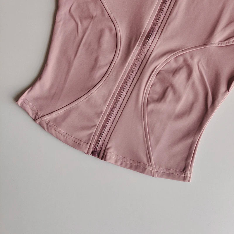 Deportes al aire libre de manga larga para mujer, ropa de Yoga ajustada, cárdigan con cremallera de secado rápido, chaqueta con cuello levantado, chaqueta para correr y Fitness, Top