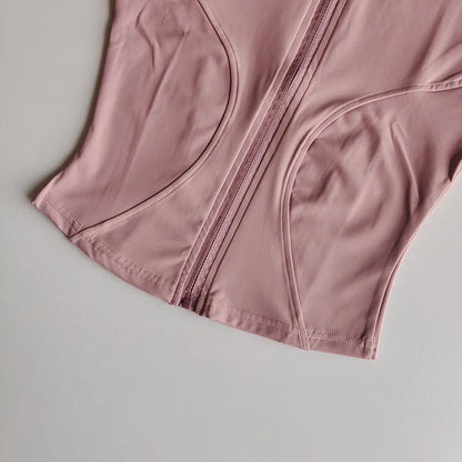 Deportes al aire libre de manga larga para mujer, ropa de Yoga ajustada, cárdigan con cremallera de secado rápido, chaqueta con cuello levantado, chaqueta para correr y Fitness, Top